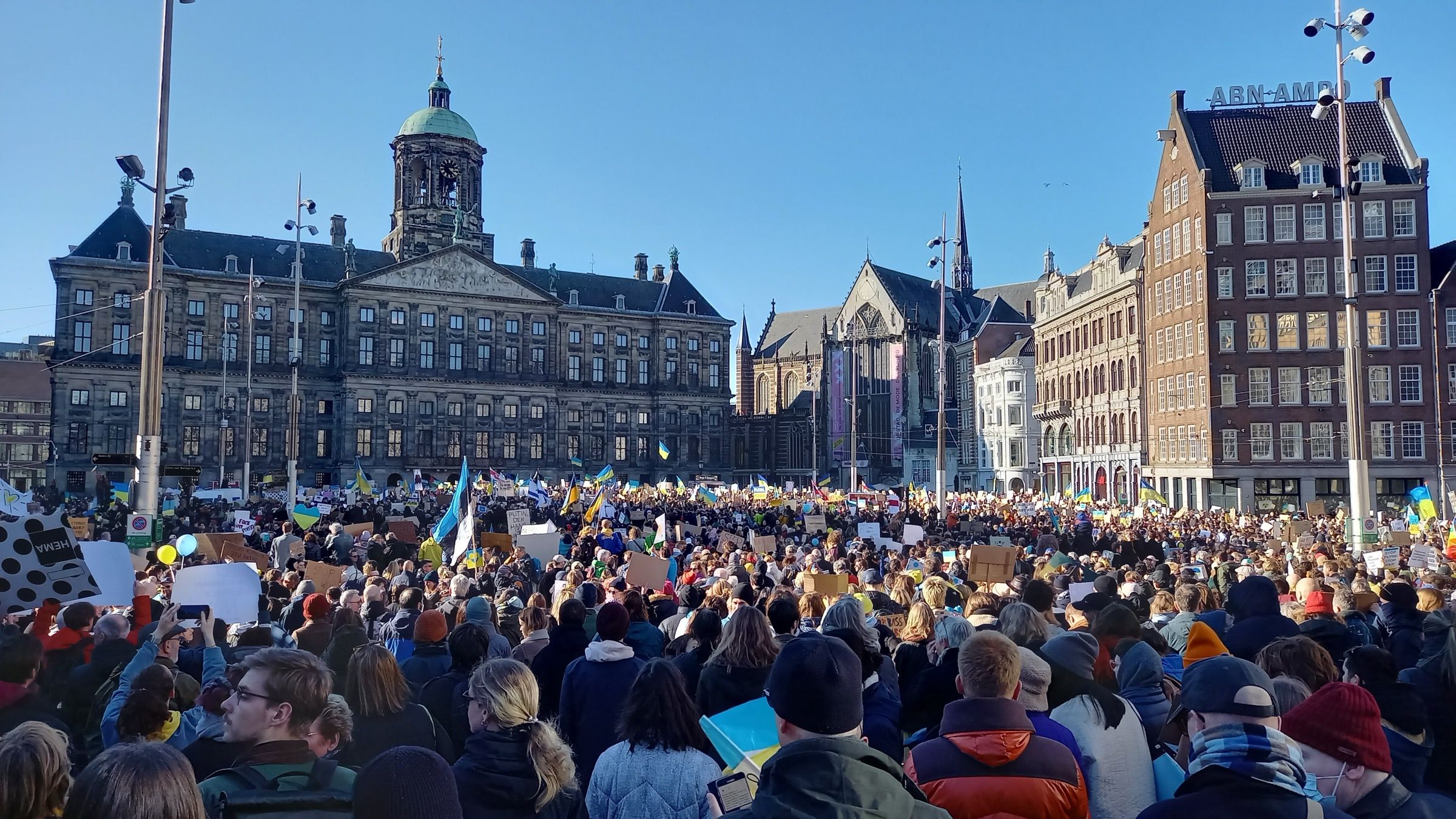Demonstratie voor Oekraïne op de Dam